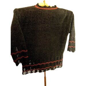 VNT Liz & Co Size XS Sweater Black Knit Y2K Cottage Core Goth